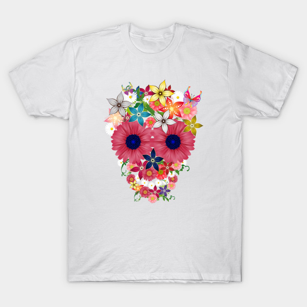 Skull flowers T-Shirt-TOZ